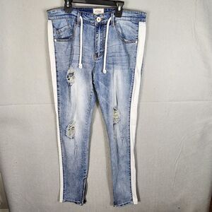 KDNK 11 4 14 11 Jeans Womens Size 34 Skinny Zip Ankle Light Wash Denim Distress